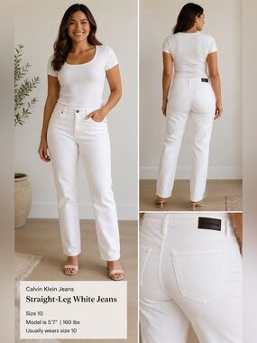 Calvin Klein Jeans Straight-Leg White Women's Jeans Sz 10